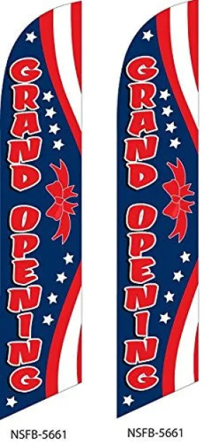 Grand Opening Patriotic Stars & Stripes Two (2) Swooper Feather Flag Kits With Pole And Ground Spike